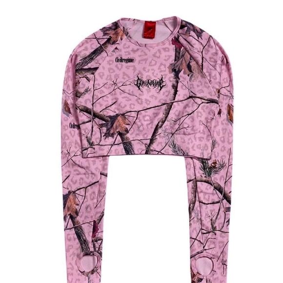 Civil Regime Tops - Civil Regime Concrete Forest Seamless Top Baby Pink Real Leopard Camo XL